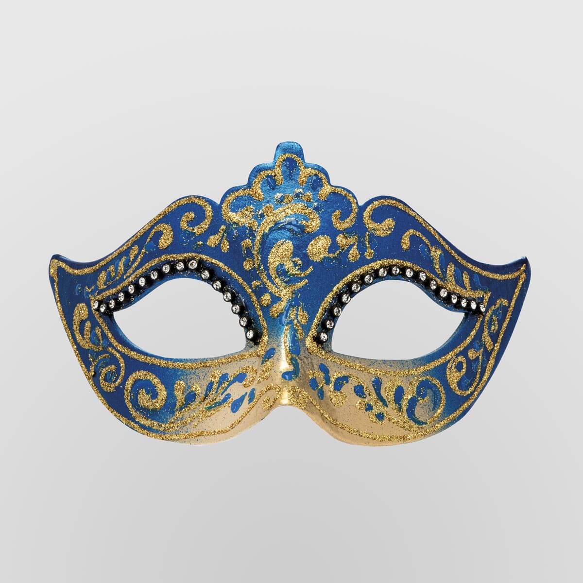 Galetto Colombina stucco craquele blu piume blu - Venetian Mask 