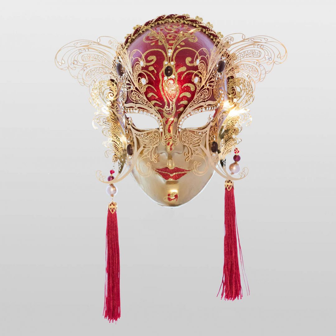 Face with two Wings in Metal and Rhinestone | Venetian Masks Handmade