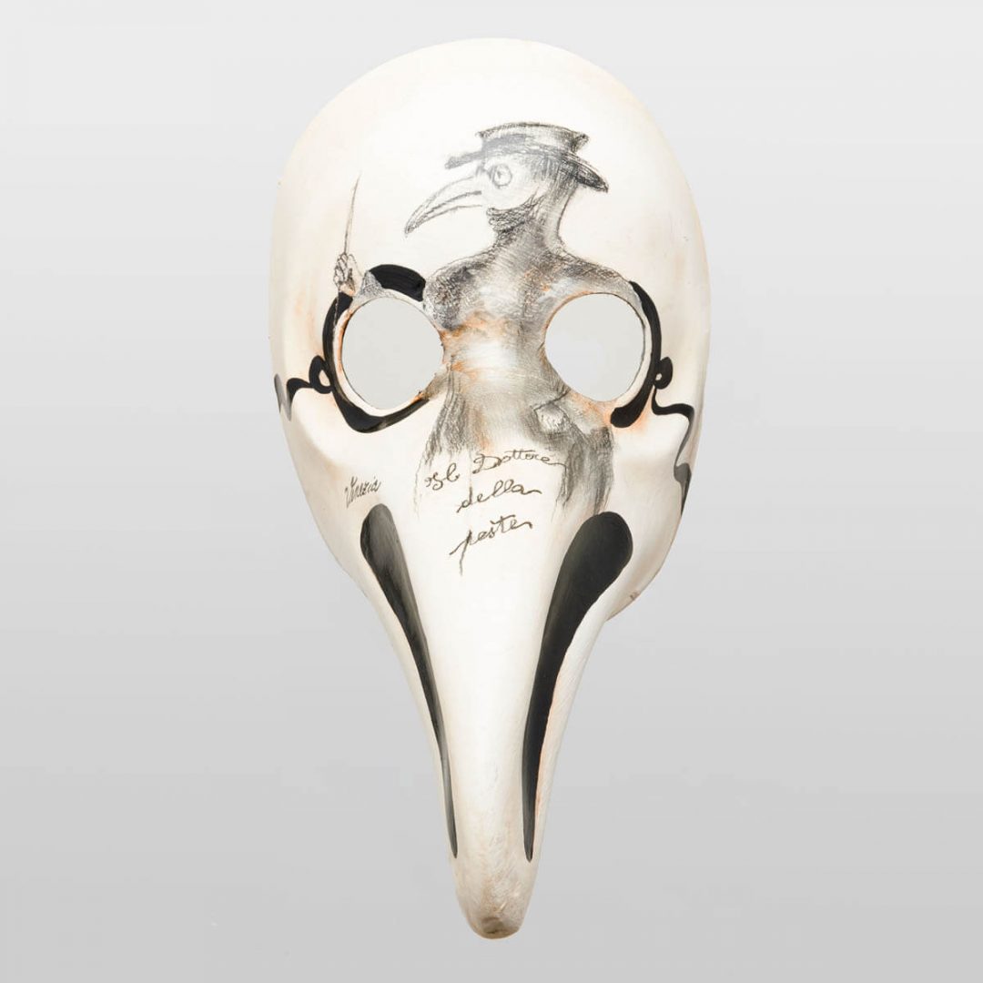 Plague Doctor Mask With Drawing Of Doctor Itself Venetian Masks Shop