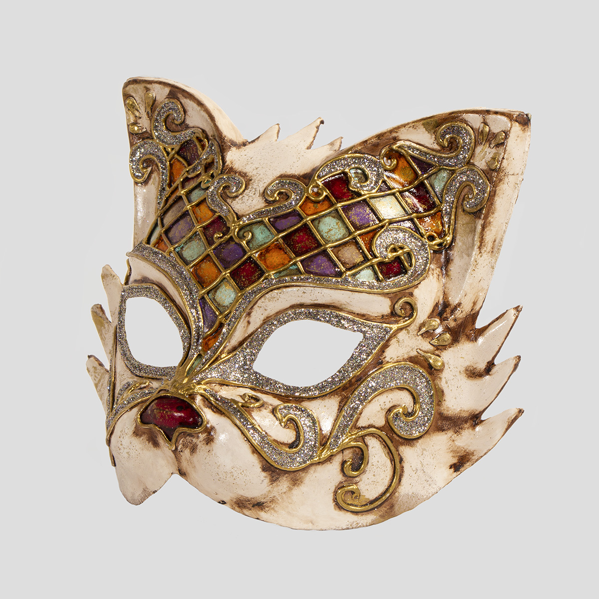 Venetian Gatto (Cat) white mask